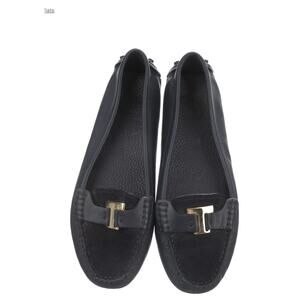 Tory Burch Leather Loafers in Navy with Gold Hardware